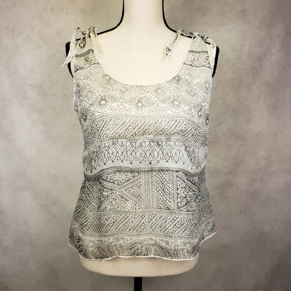 Converse gray sleeveless sheer top tie straps M